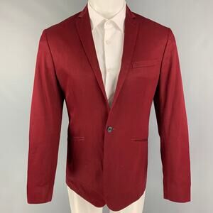 SPENCER HART Size 38 Burgundy Cotton Notch Lapel Sport Coat